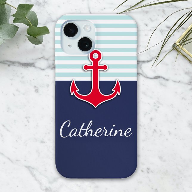 Coques Case-Mate iPhone Conception Ancre marine bleu marine (Créateur téléchargé)