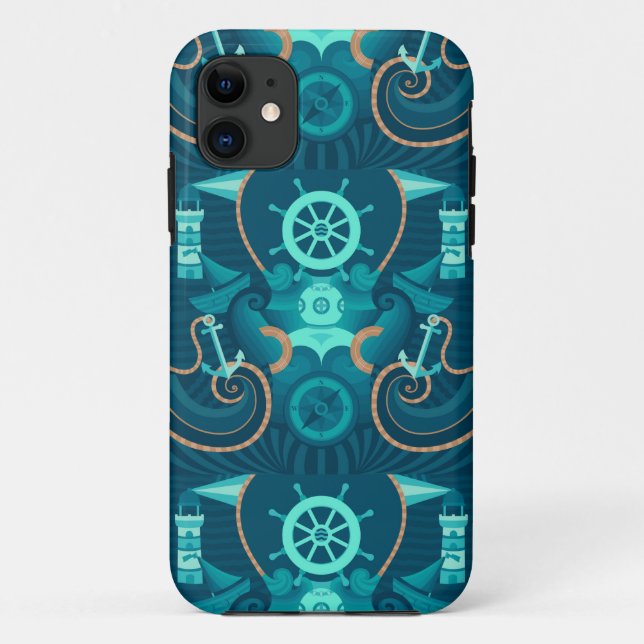 Coques Case-Mate iPhone Conception bleue nautique (Dos)