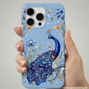 Coque iPhone 15 Pro Max Conception classique de paon - Cadeau élégant pour