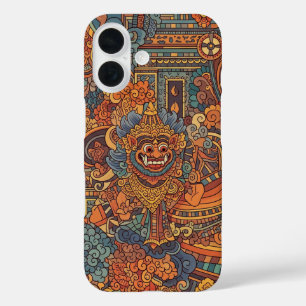 Coques iPhone 16 conception d'art hindou indigène indonésien