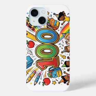 Coque Pour iPhone 15 Conception de célébration colorée du 100e jour d'é