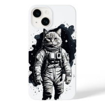 Conception de chat par astronaute d'encre noire