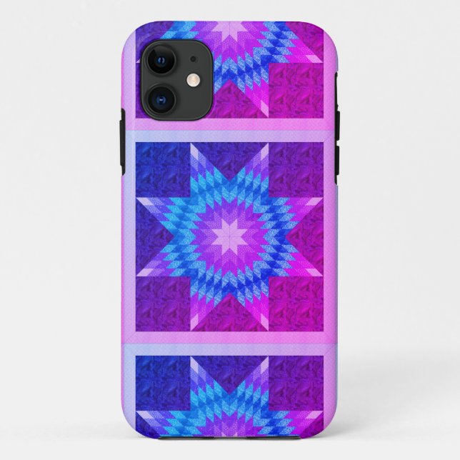 Coques Case-Mate iPhone Conception de courtepointe étoile solitaire violet (Dos)