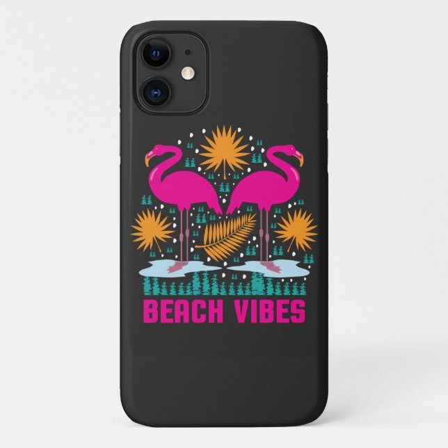 Coques Case-Mate iPhone Conception de flamants roses de vibes de plage (Dos)