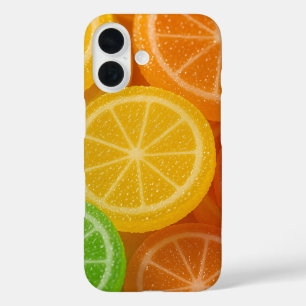 Coques iPhone 16 Conception de Fruit de Gelée Vibrant avec Cristal