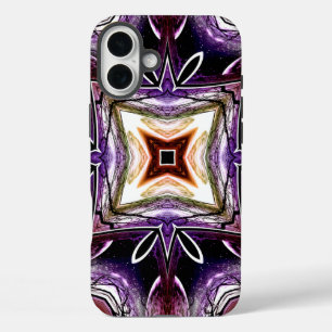 Coques iPhone 16 Plus Conception de kaléidoscope cosmique violet et oran