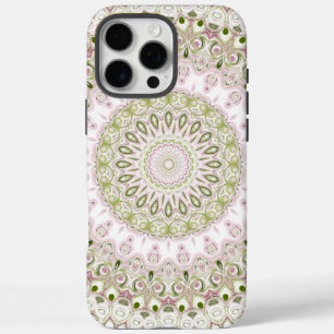 Coques iPhone 16 Pro Max Conception de motif mandala floral rose et vert