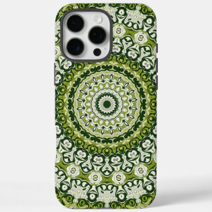 Coques iPhone 16 Pro Max Conception de motif mandala vert et blanc