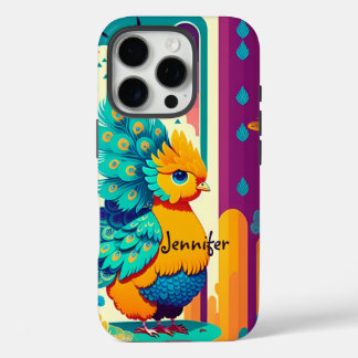 Coques iPhone 16 Pro Conception de paon bébé avec nom personnalisé