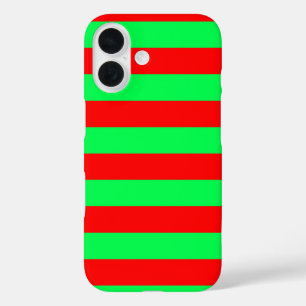 Coques iPhone 16 Conception de rayures rouges et vertes