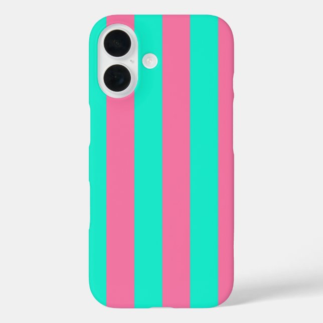 Coques Case-Mate iPhone Conception de rayures vertes à la menthe rose (Verso)