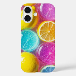 Coques iPhone 16 Conception de tranche de fruit colorée avec textur