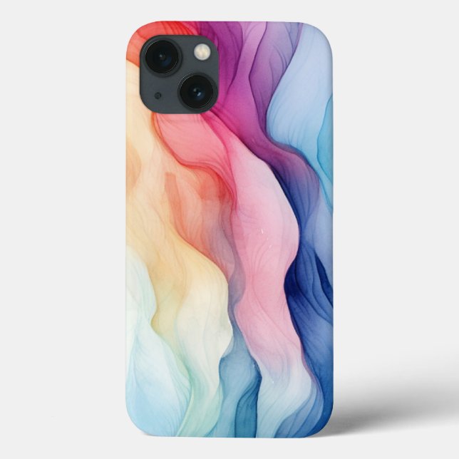 Coques Case-Mate iPhone Conception de vague d'aquarelle arc-en-ciel (Verso)