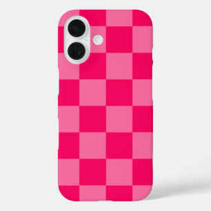 Coques iPhone 16 Conception du Motif du vérificateur rose clair et 
