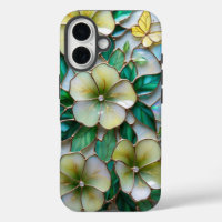 Conception en verre floral doux jaune et vert