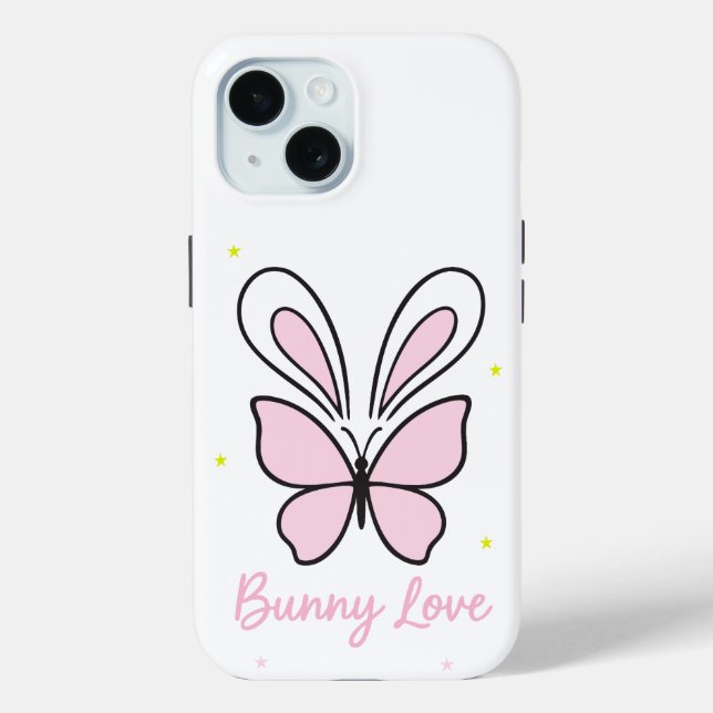 Coques Case-Mate iPhone Conception esthétique d'amour de papillon de lapin (Verso)