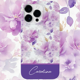 Coque Pour Pour iPhone 14 Pro Max Conception florale aquarelle lilas violet élégant