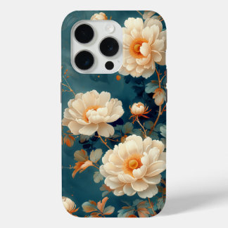 Coque iPhone 15 Pro Conception florale de Camélia blanc