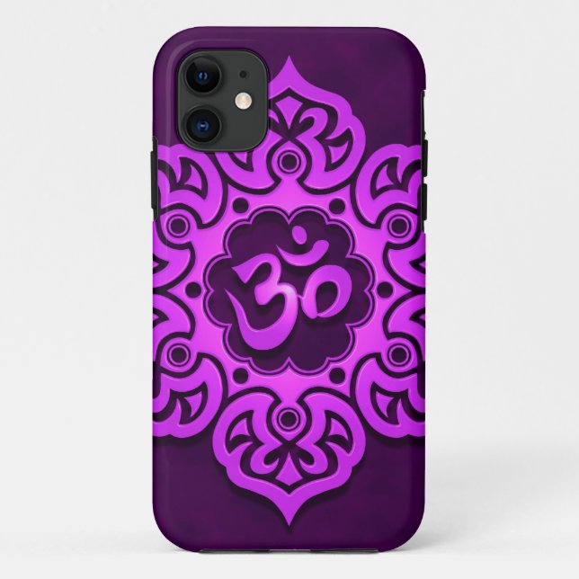Coques Case-Mate iPhone Conception florale pourpre d'Aum (Dos)