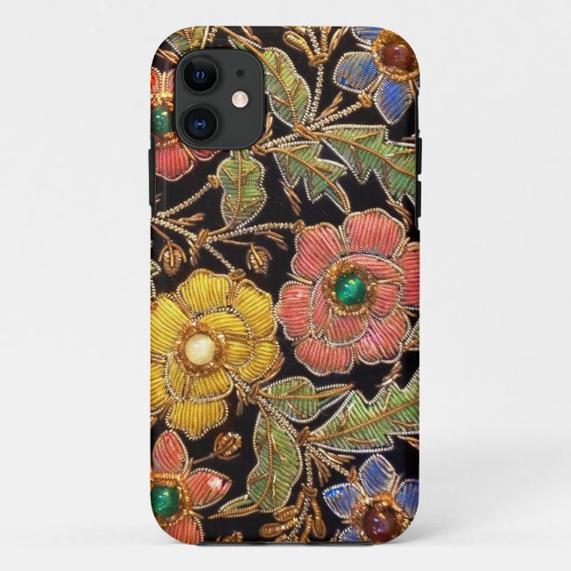 Coques Case-Mate iPhone Conception florale vintage colorée de perles en (Dos)