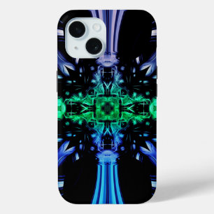 Coque Pour iPhone 15 Conception fractale de plasma électrique futuriste