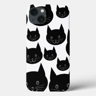 Etui iPhone 13 Conception monochrome de chat