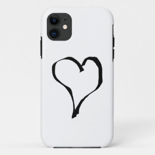 Coques Pour iPhone Conception noire et blanche de coeur d'amour