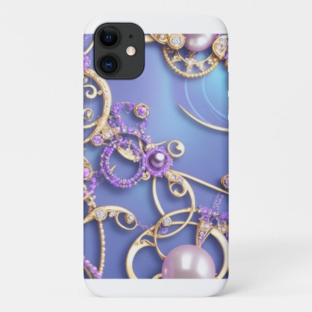 Coques Case-Mate iPhone Conception Ornementale Violette et Or (Dos)