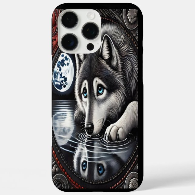 Coques Case-Mate iPhone Conception réfléchie du loup blanc (Verso)