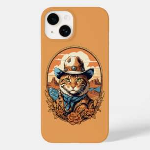 Coque Pour iPhone 14 Conception vintage de chats Cowboy