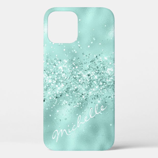 Coques Case-Mate iPhone Confetti à huile bleu Glam Aqua  (Verso)