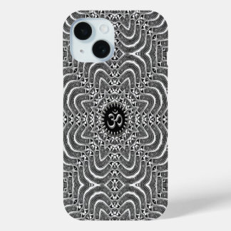 Coque Pour iPhone 15 Connexion spirituelle Om Argent
