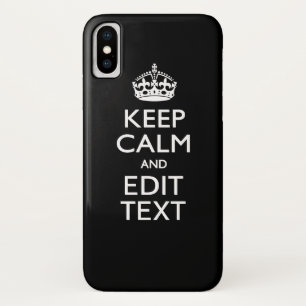Coques Pour iPhone CONSERVEZ CALME et votre texte sur noir solide