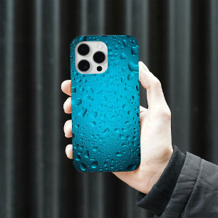 Coques iPhone 16 Pro Max Cool bleu gouttes d'eau abstraite photo design