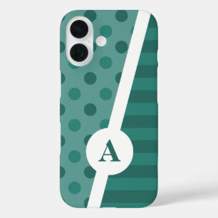Coques iPhone 16 Cool bleu Polka point et Motif de bande