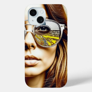 Coque Pour iPhone 15 Cool Chick avec la réflexion d'un festival de musi