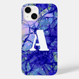 Coque Pour iPhone 14 Cool d'art Abstrait Monogram Blue