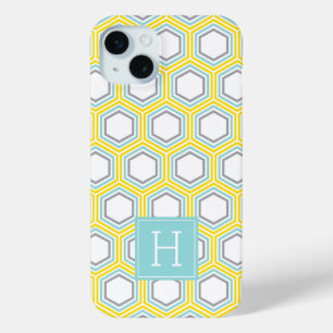 Coque iPhone 15 Mini Cool Honeypeb Motif et Aqua Monogram