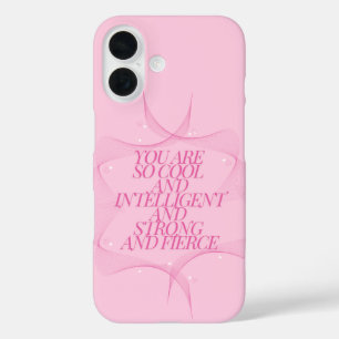 Coques iPhone 16 Cool, Intelligente, Forte, Féroce, Patronne, Rose