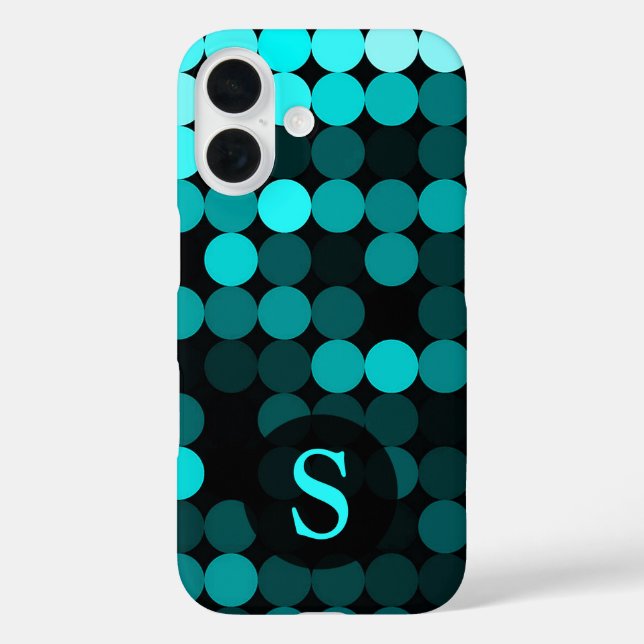 Coques Case-Mate iPhone Cool moderne Unique Turquoise Dots Motif Monogramm (Verso)