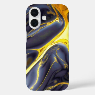 Coques iPhone 16 Cool noir or fondu marbre fluide texturé
