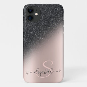 Case-Mate iPhone Case Cool noir Parties scintillant Ombre Rose or Monogr