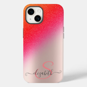 Coque Pour iPhone 14 Cool Parties scintillant Ombre Rose or Monogramme
