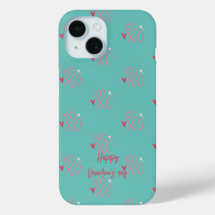 Coque Pour iPhone 15 Cool rose "XOXO"Coeurs Heureuse Sainte-Valentin