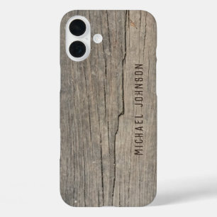Coques iPhone 16 Plus Cool Vintage Rustic Old Wood Nom Customisé