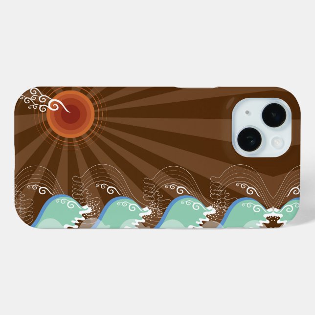 Coques Case-Mate iPhone Cool Waves Tropical Summer Soleil Brown Stripes Be (Verso (horizontal))