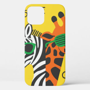 Case-Mate iPhone Case Cool zèbre et girafe portant des lunettes sur jaun