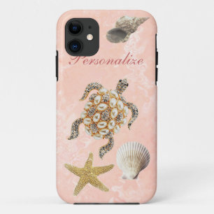 Coque iPhone 11 Copie de bijou de tortue de mer, étoiles de mer e