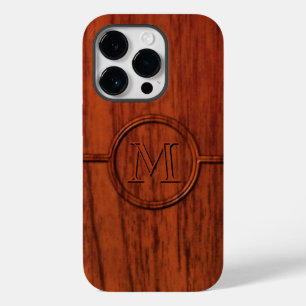 Coque Pour iPhone 14 Pro Copie en bois d'acajou de monogramme