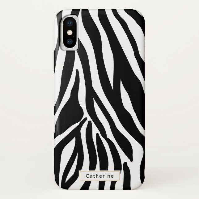 Coques Case-Mate iPhone Copie sauvage de zèbre avec le nom (Dos)
